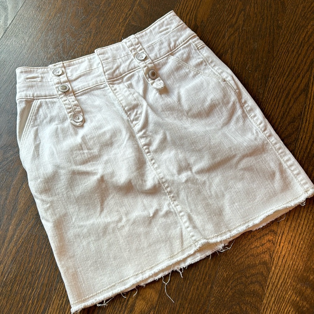 ETT twa Anthropologie Nautical high waisted Jean skirt white size 0